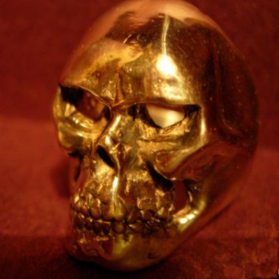 Closed Mouth Skull Ring-Large-14KGold - Click Image to Close